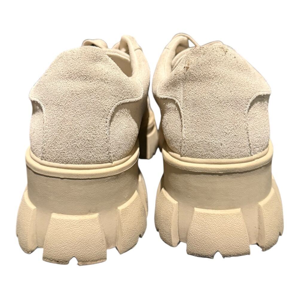 Steve Madden Lug Sole Platform Sneakers Womens 8.5 Beige Chunky Lace Up Shoes - Picture 6 of 9